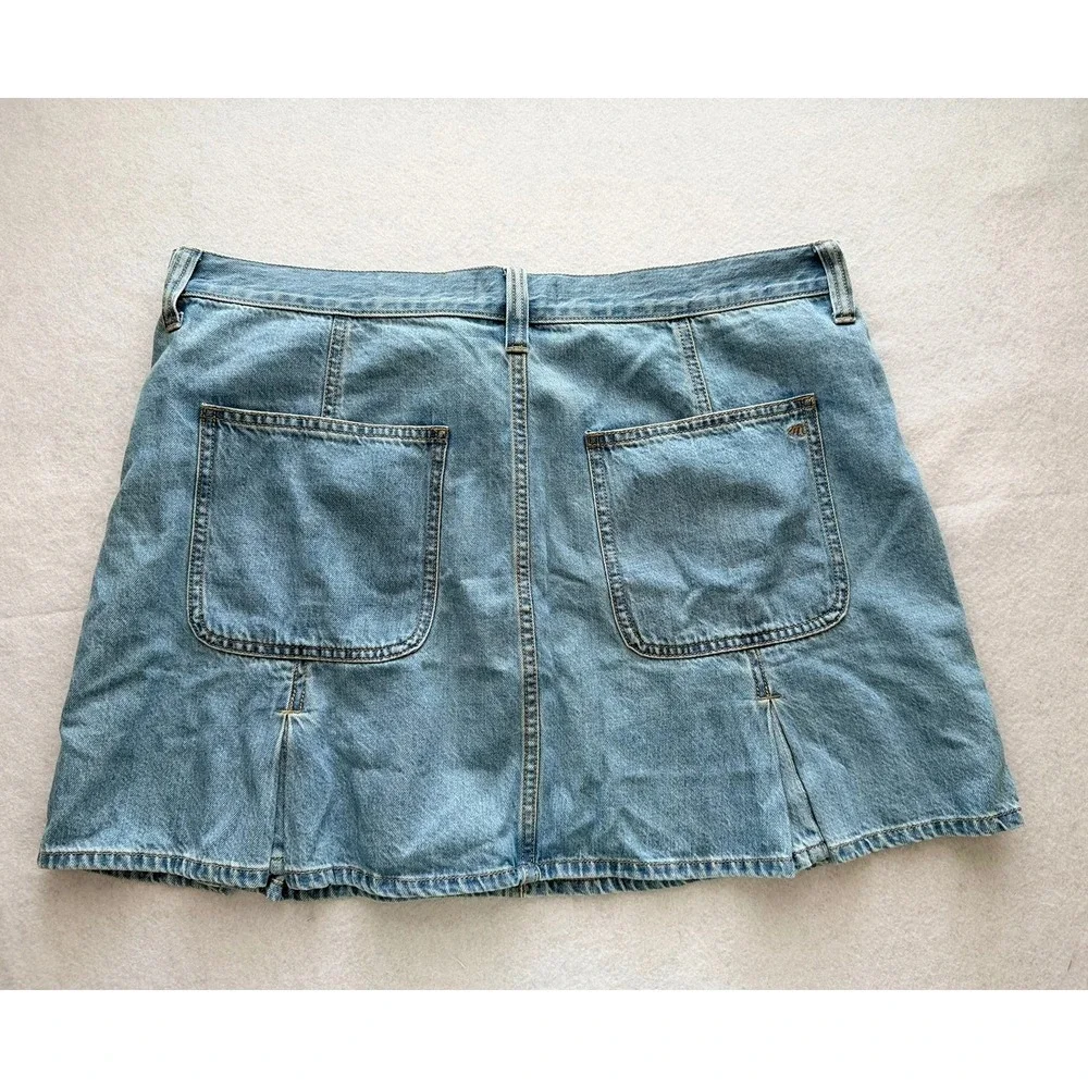 Madewell Pleated Denim Mini Skirt Light Indigo Blue Cotton Size‎ 31 NWT